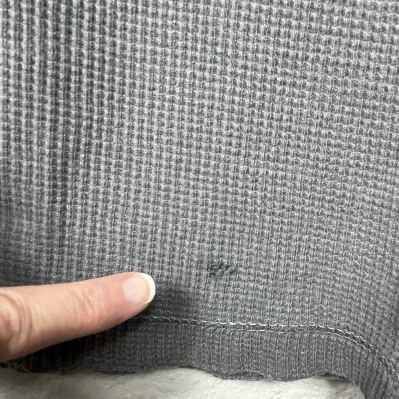 Aeropostale Y2K Waffle Distressed Long Sleeve Henley Gray 2000s VTG Gray Skater - Picture 9 of 13